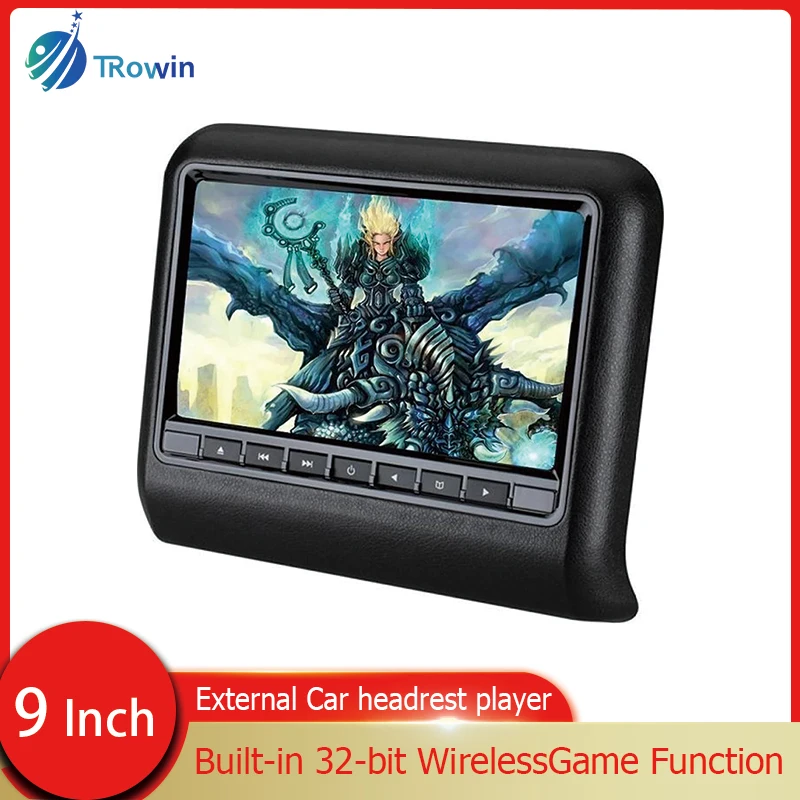 

9 Inch Car Seat Back Headrest LCD Display mp3/mp4 Multimedias Player Gaming FM transmitter Remote Control DVD Player Monitor