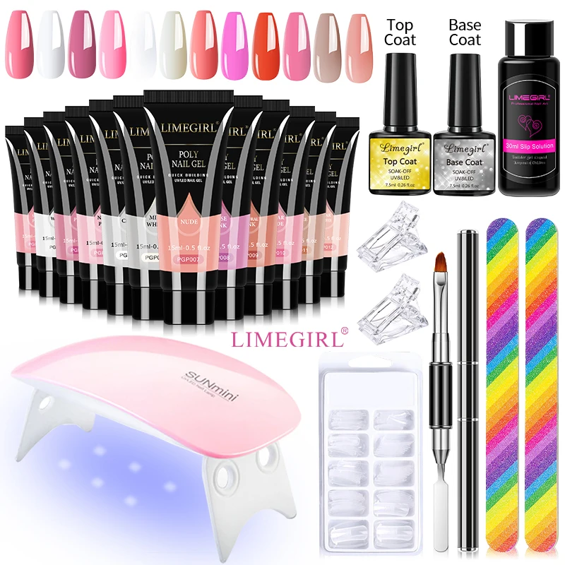 

Limegirl for Quick Extension Nail Art Kit Poly Nail Gel Kit Manicure Kit Gel Cuticle Pusher Finger Extension Stencil Nail Kit