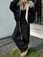 2000s Aesthetic Black Elegant Jacket Woman 2025 Winter Y2k Zip Up Hooded Design Harajuku Coat Female Loose Casual Punk Outfits - Image 4