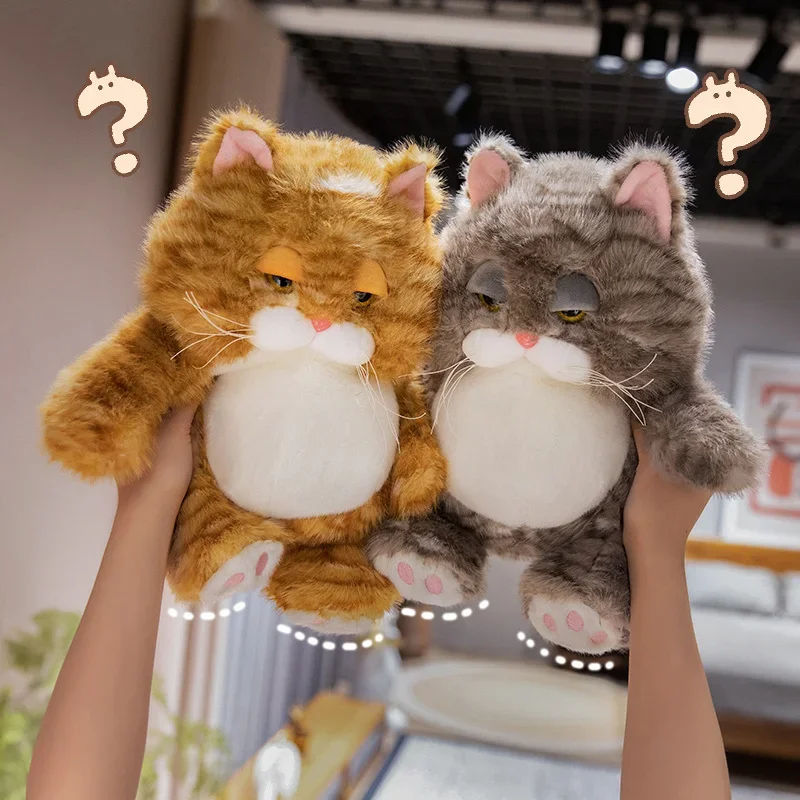 Fat Soft Cat Plush Doll Cute Pattern Weighted Sitting Design Parent-Child Game Toy for Children's Room Decor