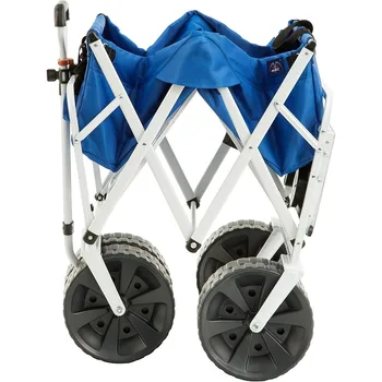 All-Terrain Beach Wagon with Side Table|Heavy Duty Collapsible Folding Cart with Large Wheels for Beach Day, Picnic，Camping 4
