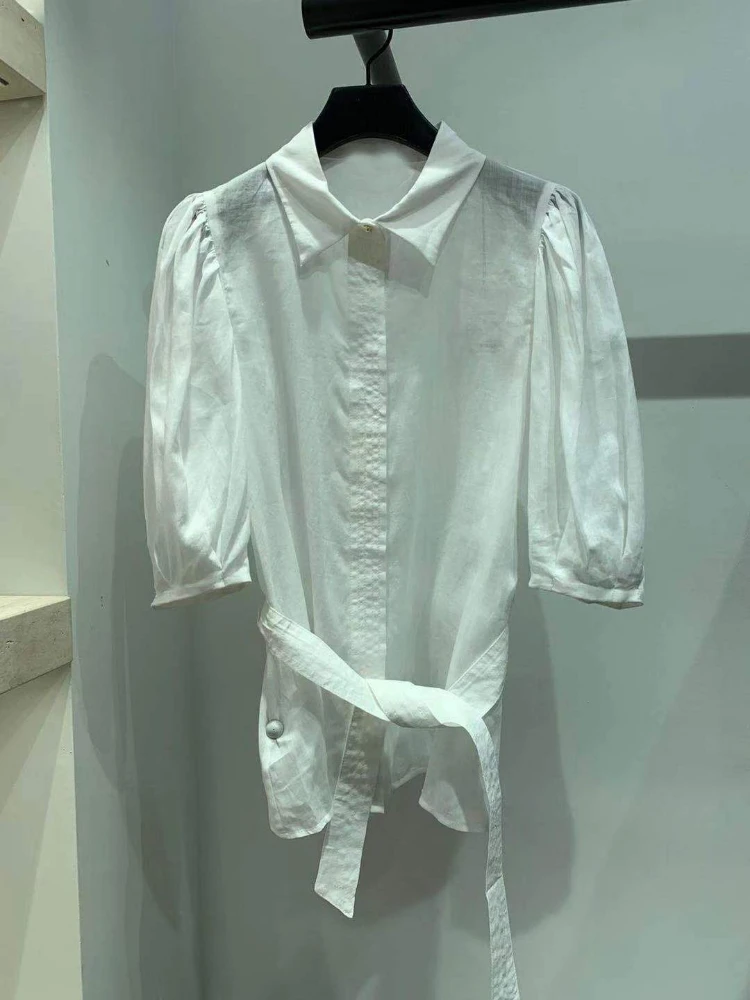 

2024 весна-лето Специальная цена ассиметричная Простая рубашка Топы для женщин