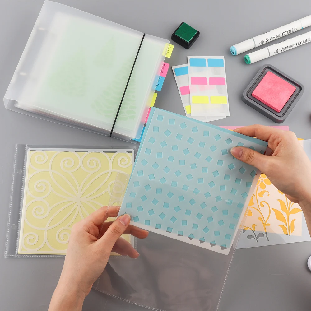 Multipurpose Cookie Stencil Storage Binder Album for Scrapbooking 6x6" Stamps Diecut Stencils Storage Organization Pocket Bags