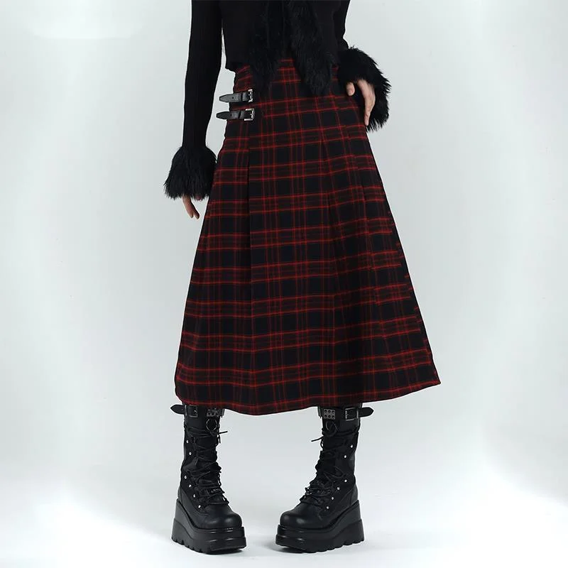 Goth Fashion Designed Hot Girl Skirt Lattice Slim High Waist Patchwork Gothic Style Elegant Chic A-line Ladies Skirt For Autumn