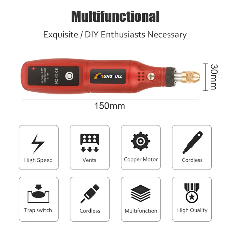 USB Rechargeable Cordless Engraving Pen Wireless Electric Drill Rotary Tool for Jewelry Glass - Portable Handheld Engraver 6