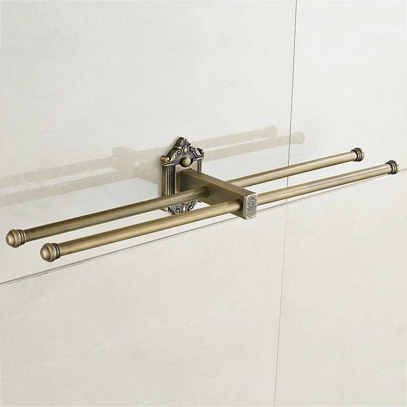 

European Brass Holder Double Layers Towel Bar Antique Ring Towel Rack Wall Mounted Bathroom Accessories