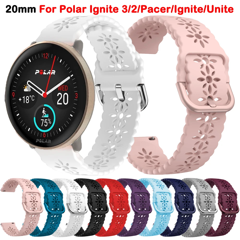 

20mm Silicone Bracelet Strap For Polar Ignite 3/2/Unite/Pacer Watchband Smartwatch Belt Wristband Correa For Suunto 3 Fitness