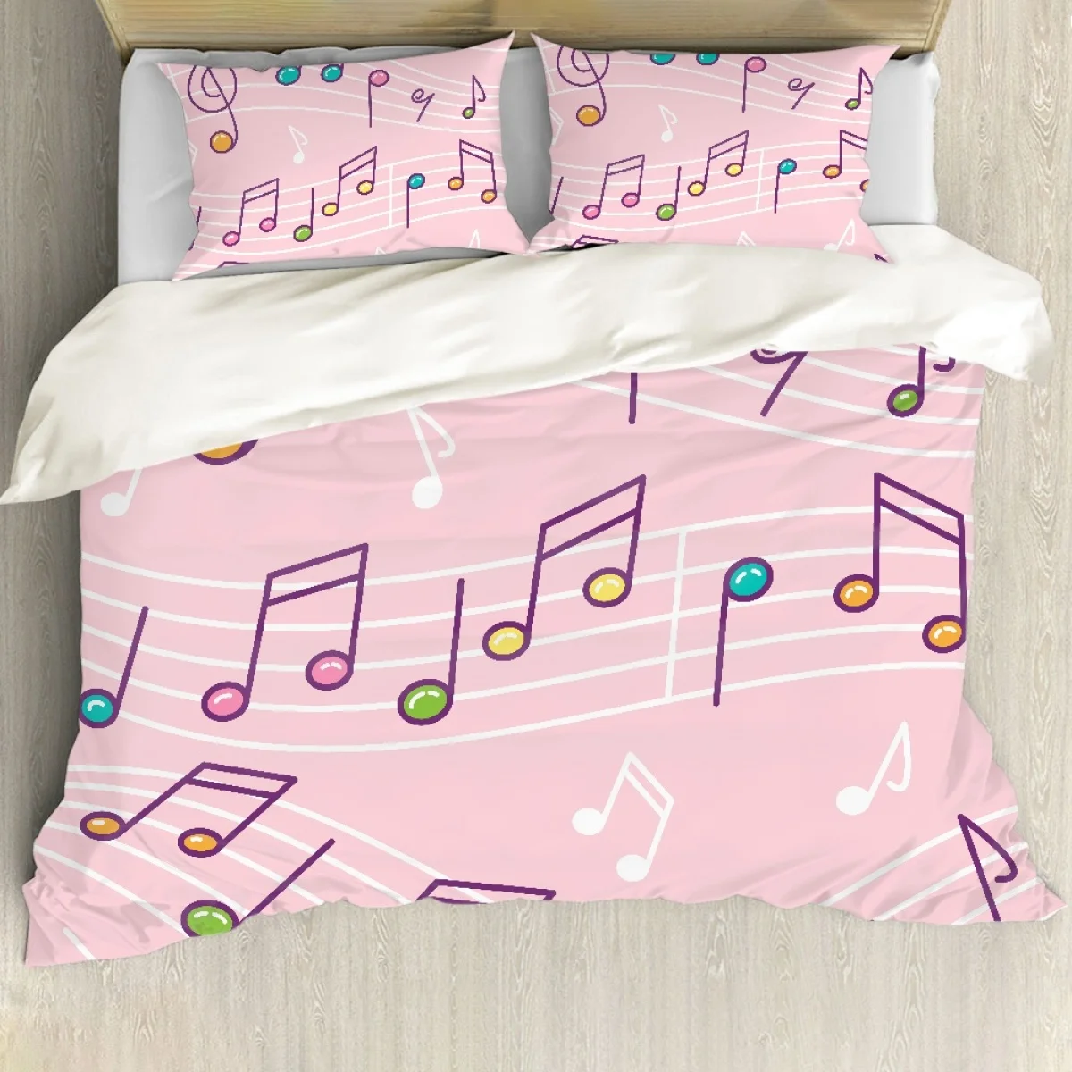 

TOADDMOS Funny Music Notes Duvet Cover Queen Size Music Print Bedding Set Personalized Melody Rhythm Cozy Comforter Sets