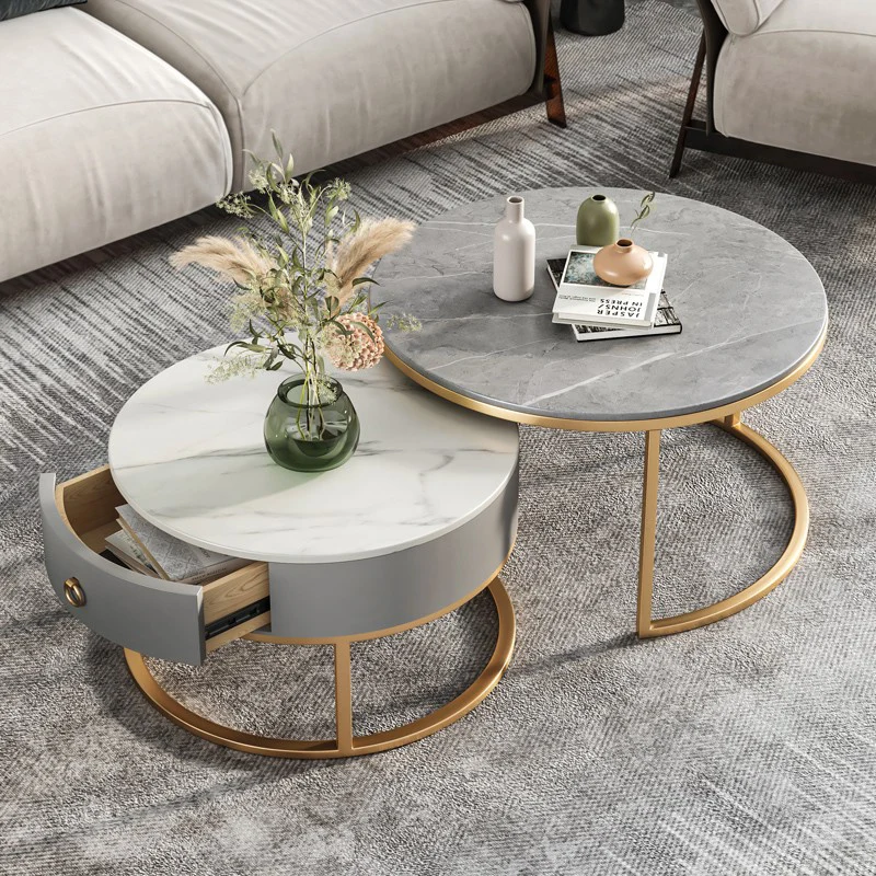 

Round Modern Design Coffee Tables Luxury Living Room Nordic Extendable Coffee Table Drawers Unique Basse De Salon Home Furniture