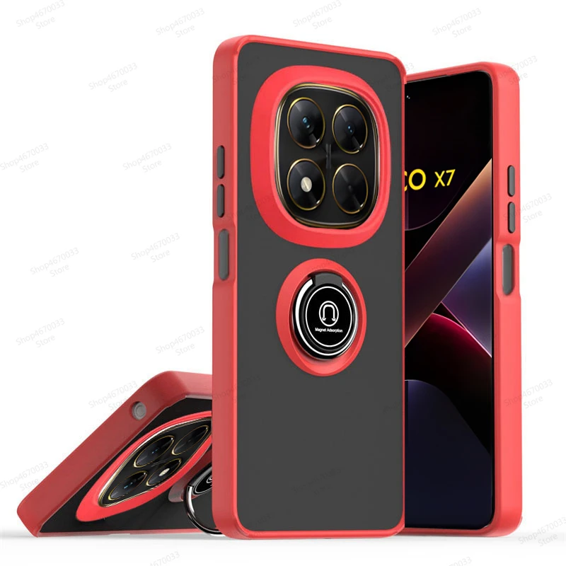 Magnetic Ring Holder Matte Armor Phone Case