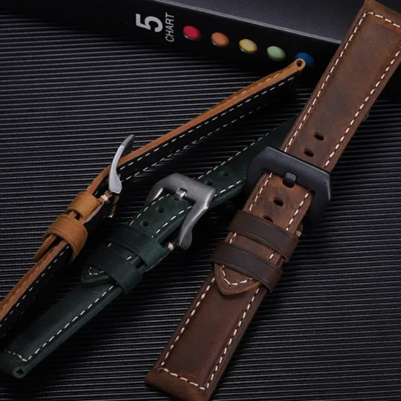 Premium Genuine Leather Watch Band - High Quality Cowhide Crazy Horse Strap for Men, Sport Bracelet Watchband, Available in Various Sizes