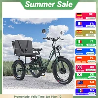 24 pouces 3 roues vélo électrique hors route 750w48v passager Tricycle électrique 2 places pour femme homme VTT 1