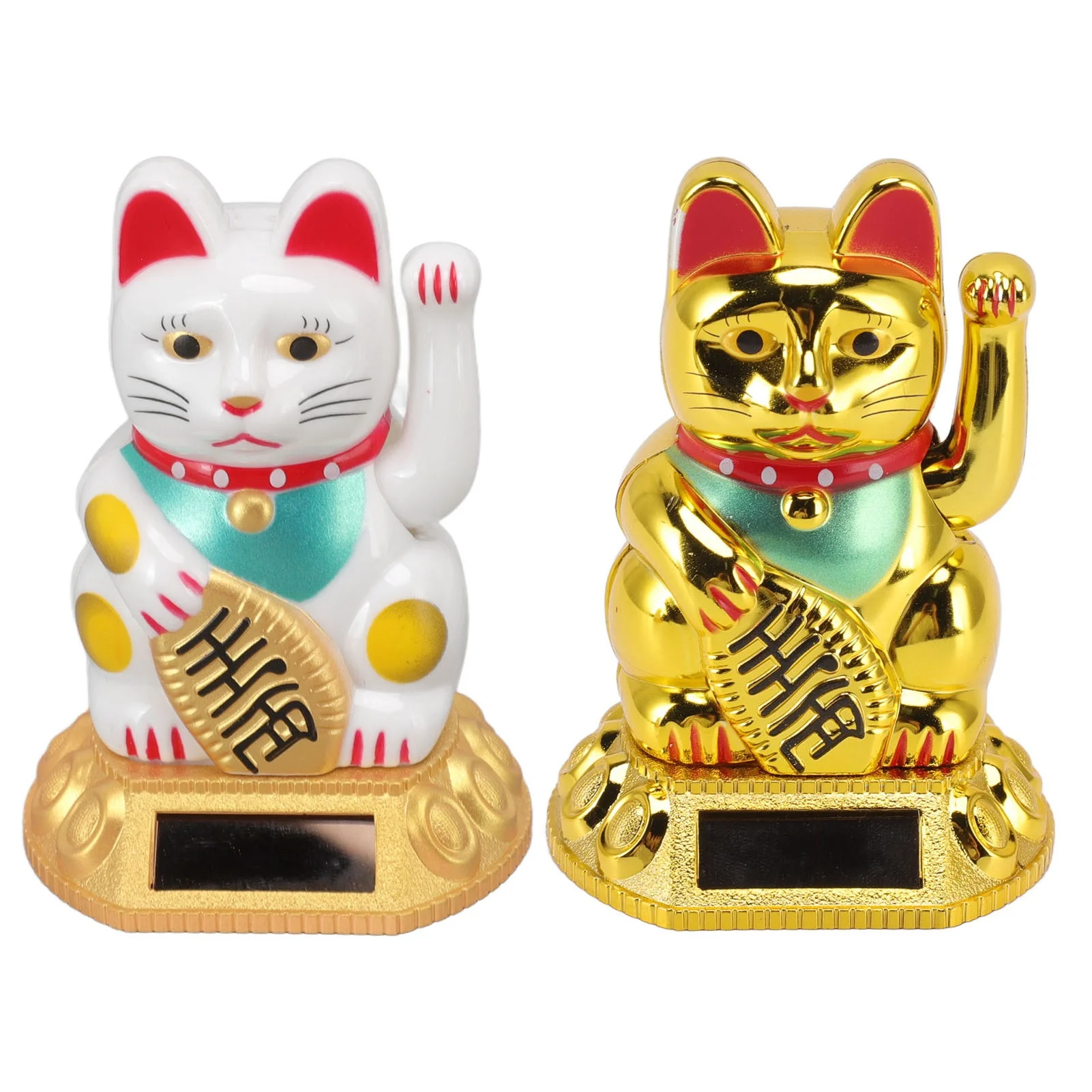 Chinese Lucky Cat Decoration Waving Arm Solar Light Statue