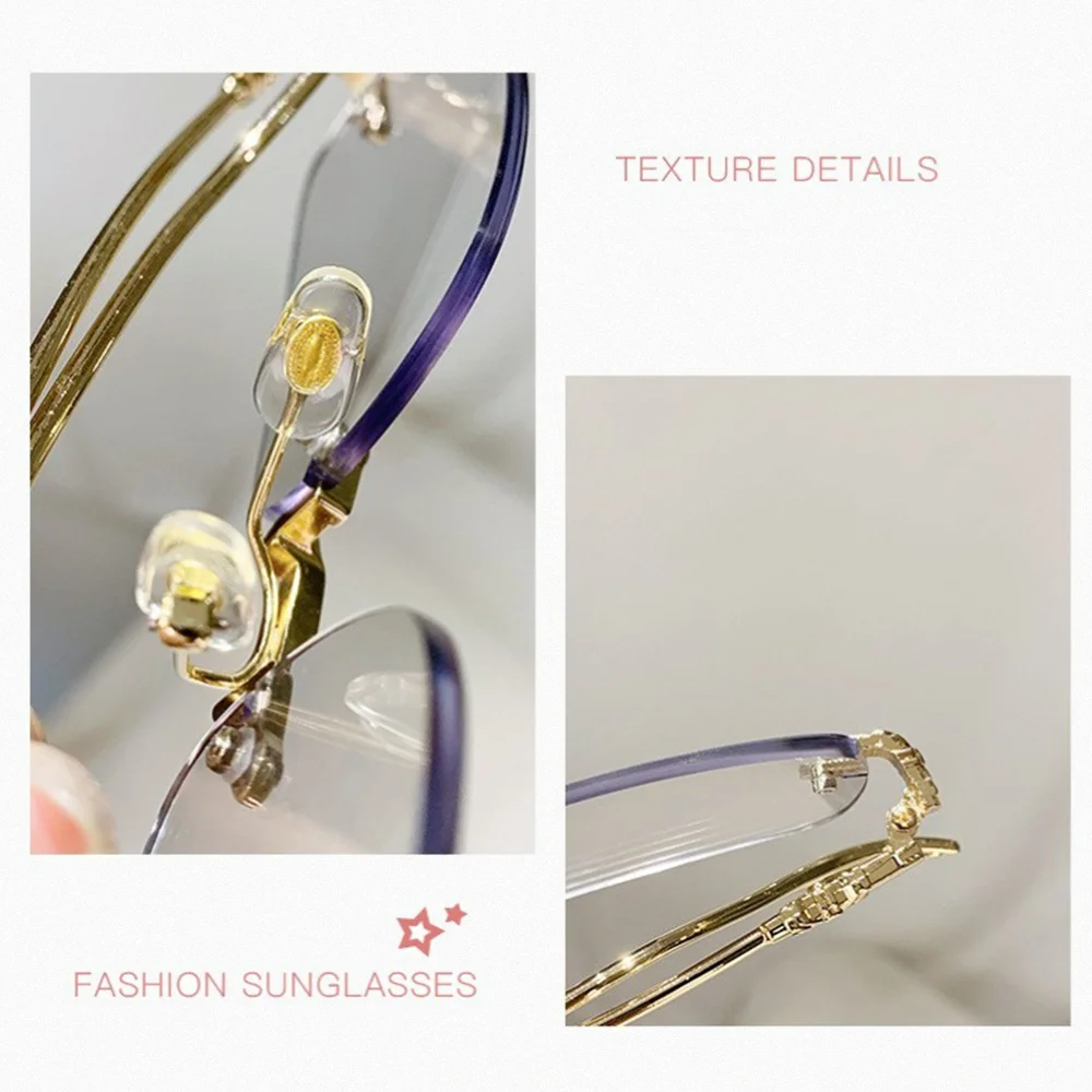 Luxury Photochromic Sunglasses Women Prescription Glasses Graduated Lenses Minus Anti Blue Computer Glasses Transparent Rimless 5