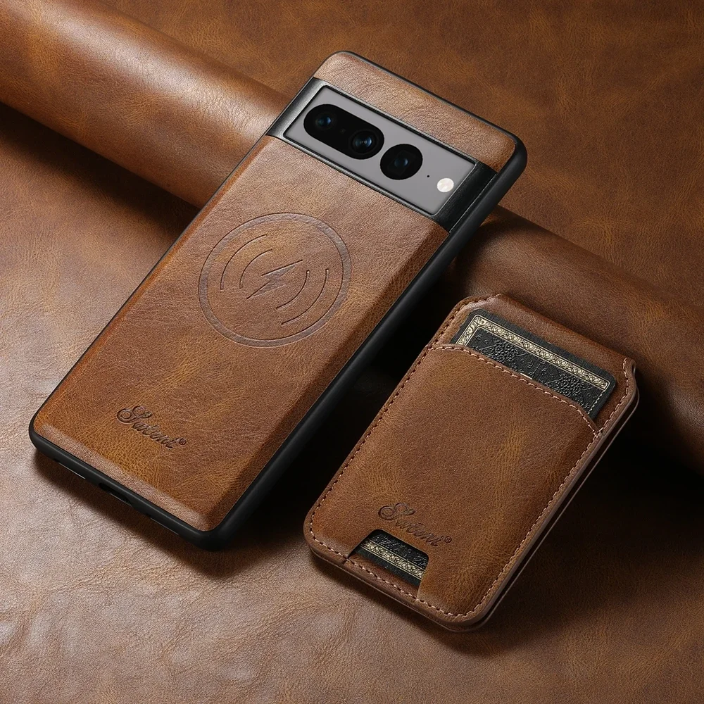 Dual Function Leather Wallet Case with MagSafe - Magnetic Phone Cover & Card Holder