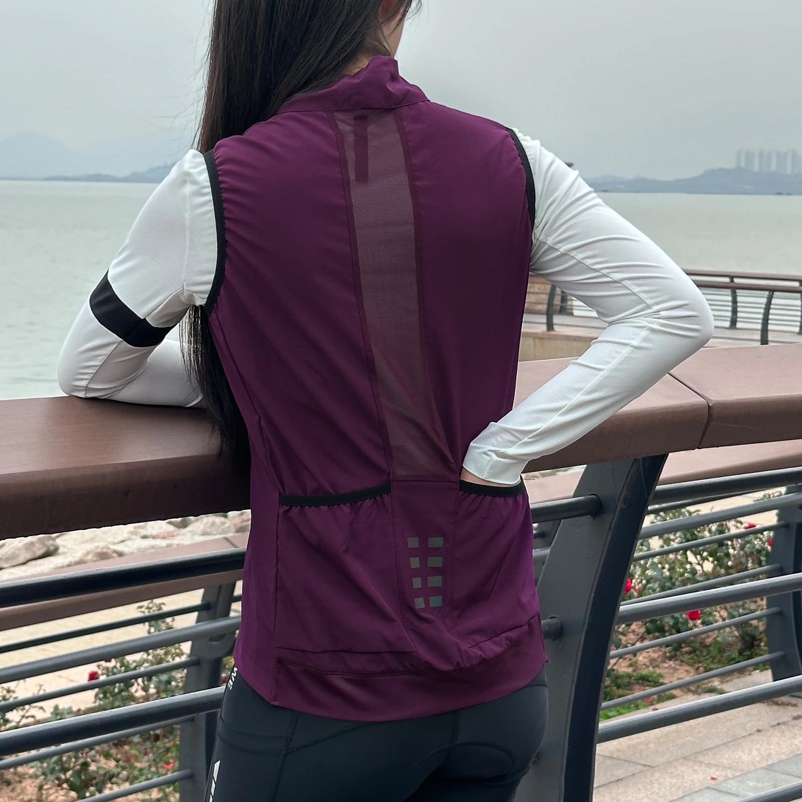 Women's Cycling Vest Lighweight Cycling GILET Windproof Vest For Women 2 way zipper cycling vest