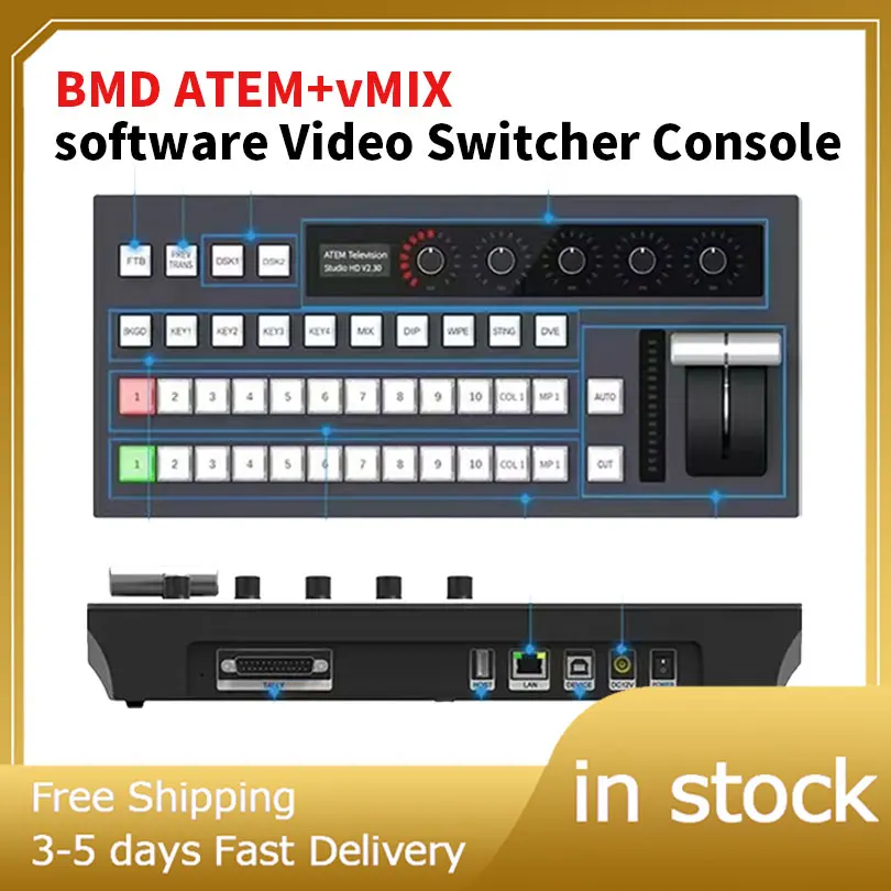 Amazing BMD Atem+vMix Software video Switcher Console Panel Live