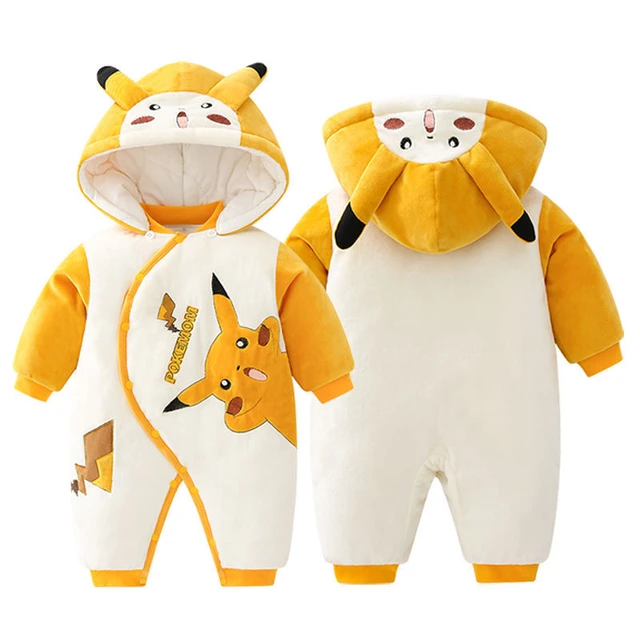 Pokemon Pikachu Baby Children Autumn Winter Warm Jumpsuit Cartoon