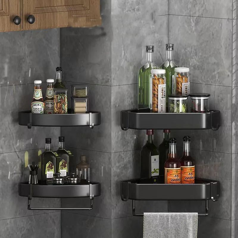 Bathroom Shelf Wall Mounted Shampoo Rack Shower Shelf Carbon Steel Bathroom Triangle Basket Shower Room Storage Rack