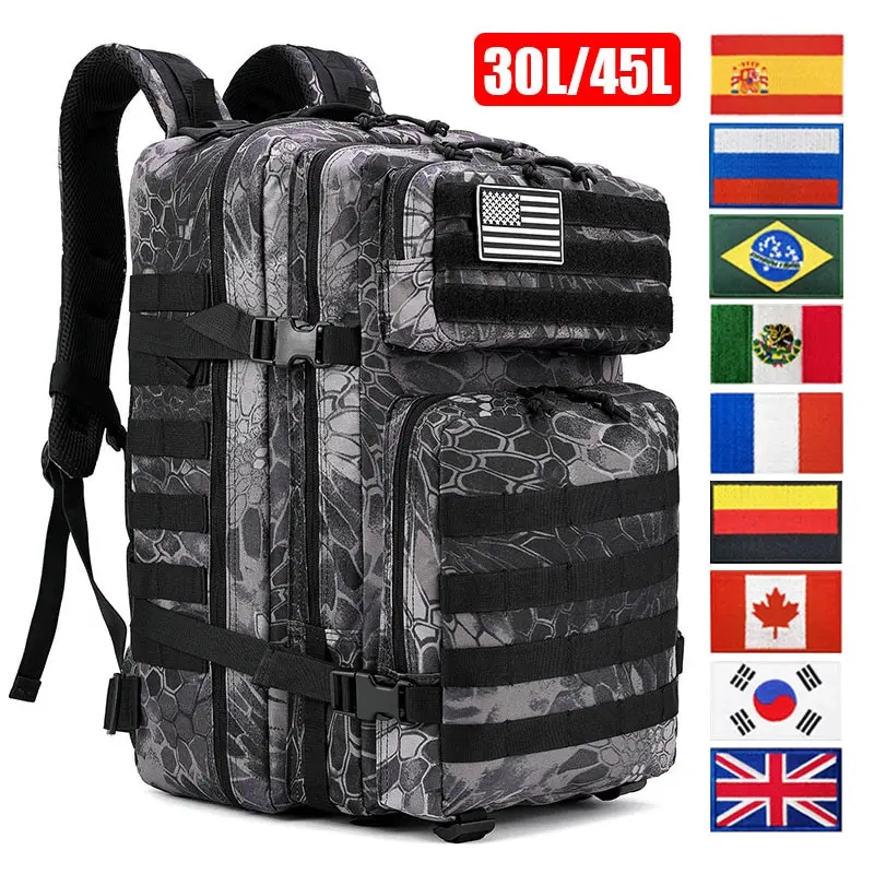 

30L/45L Camping Hunting Backpack Men Women Military Tactical Rucksack 3P Army Molle Assault Bag Waterproof Travel Hiking Bags