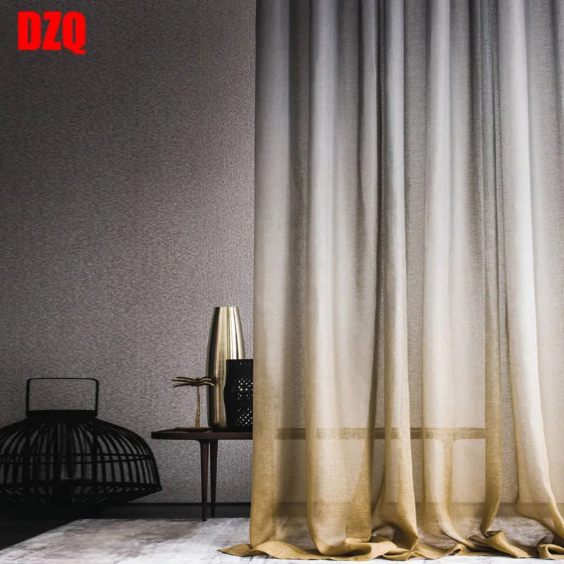 

Simple Modern Floating Window Balcony Curtains Blue and White Curtains Bedroom Living Room Small Window Grey Gradient Curtains