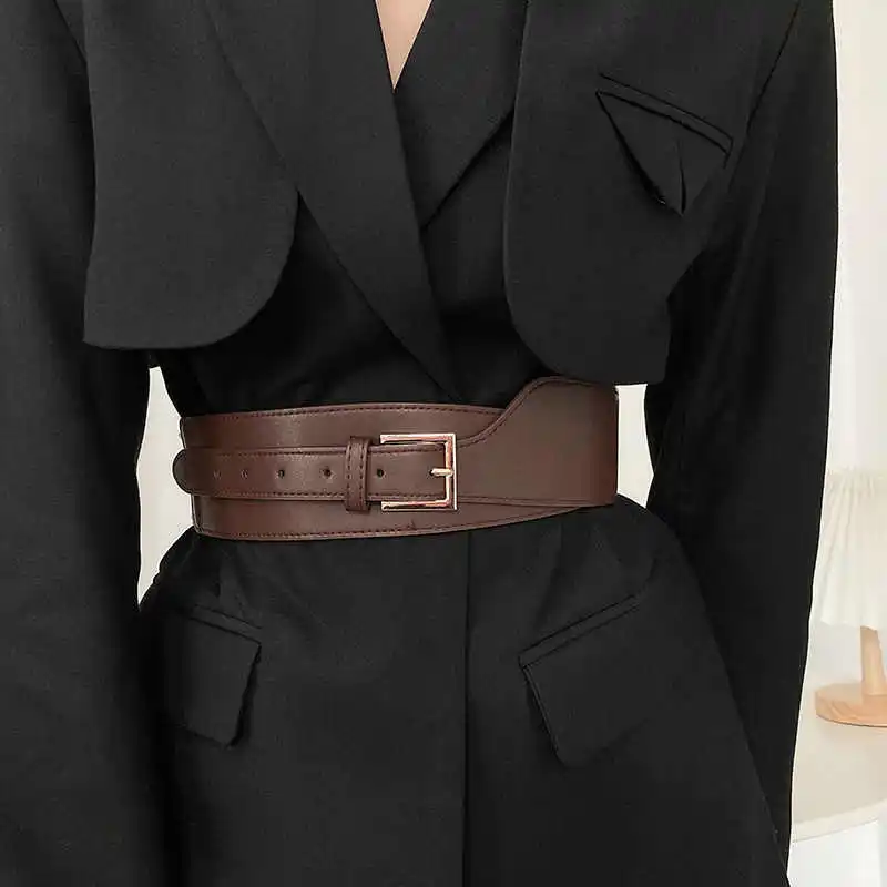 1pcs Belt Women Ins Wind Versatile Korean Version Black Dress Wide Waist Cincher Women Summer Outerwear Fashion Suit Decorative womens dress belt