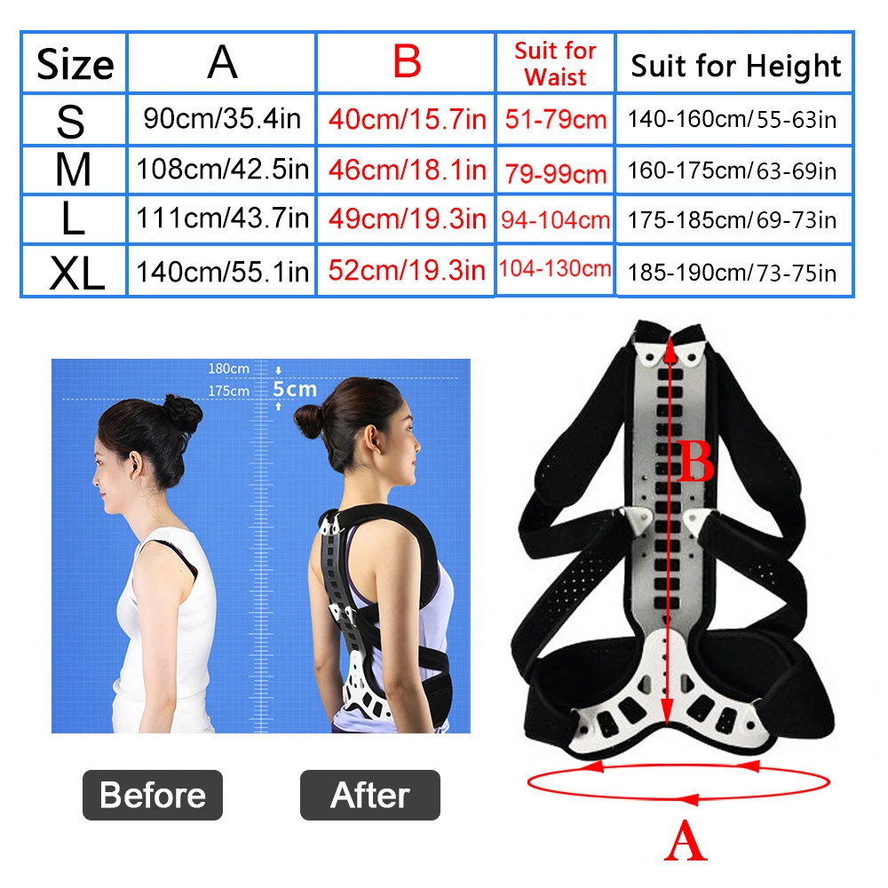 Posture Corrector Metal Back Brace Straightener Rigid Posture for