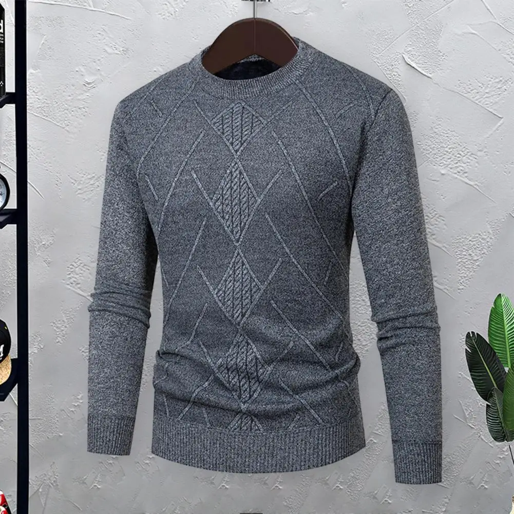 

Теплый мужской пуловер с длинным рукавом и круглым вырезом, однотонный классический свитер с бархатной подкладкой, плотный Повседневный Британский пуловер 3XL