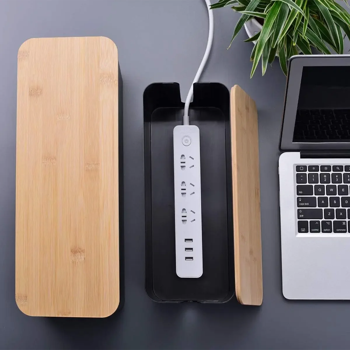 케이블 보관함 전원 스트립 케이스 나무 전력선 와이어 관리 주최자 방진 충전기 소켓 네트워크 라인 보관함