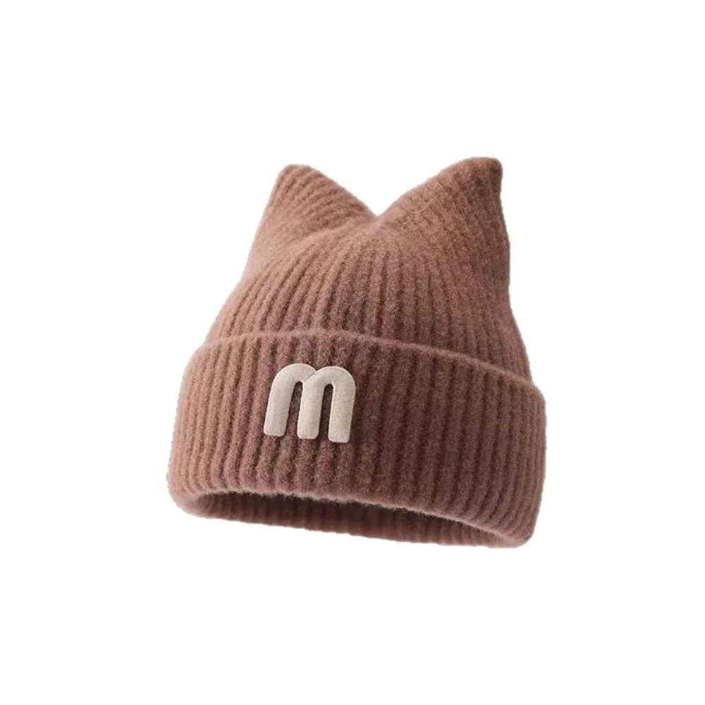 New Solid Color Knit Hat Keep Warm Letter Cap Cold Protection Toddler Beanie Cap Outdoor