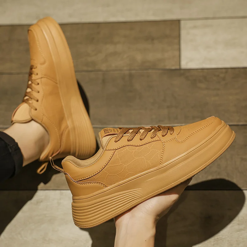 White Sneakers For Men Platform Vulcanized Shoes Men Trend Street Style Casual Brand Walking Men's Sneakers On Office Shoes Male 2
