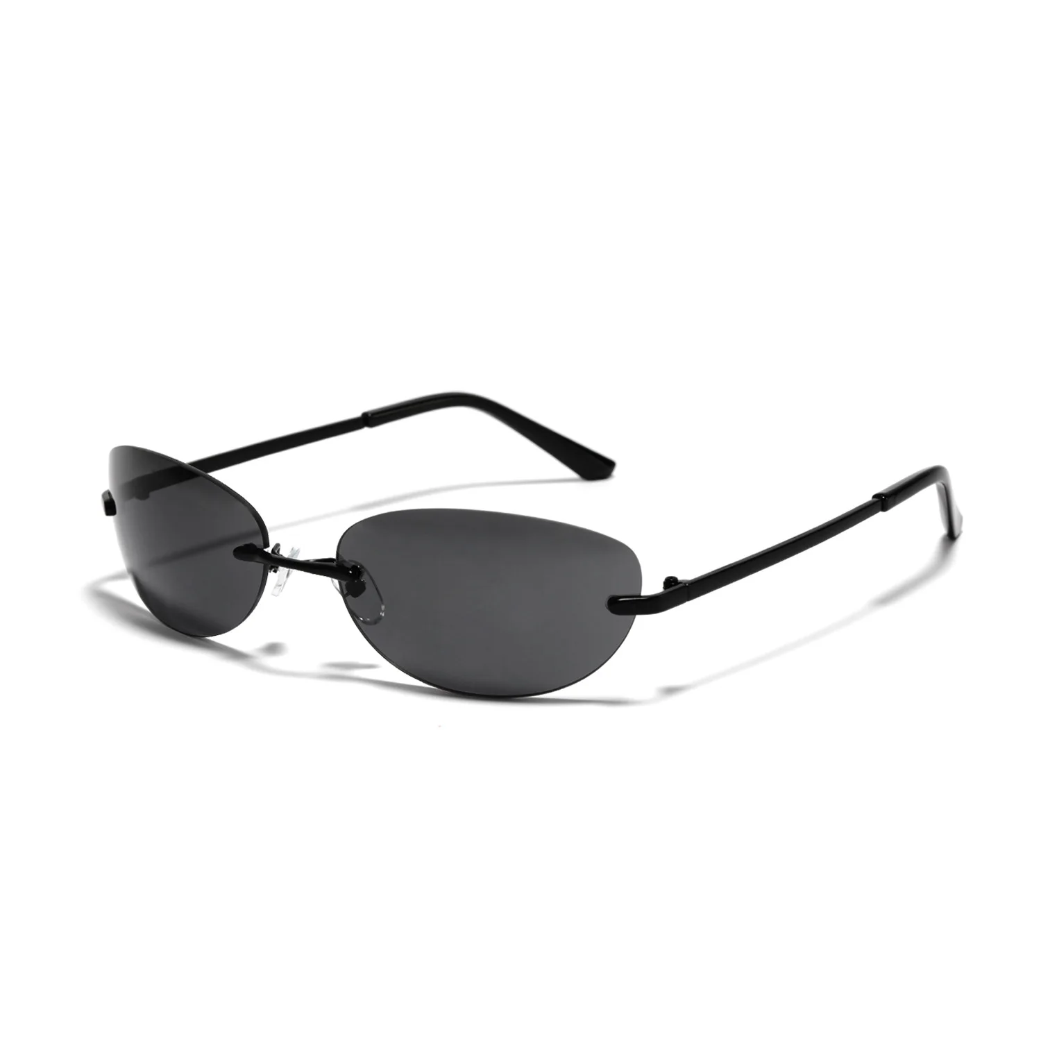Rim Small Round Y2K Gradient Sier Mirror Ladies Sun Glasses 2022 Brand Rimless Oval Sunglasses_voghion.com