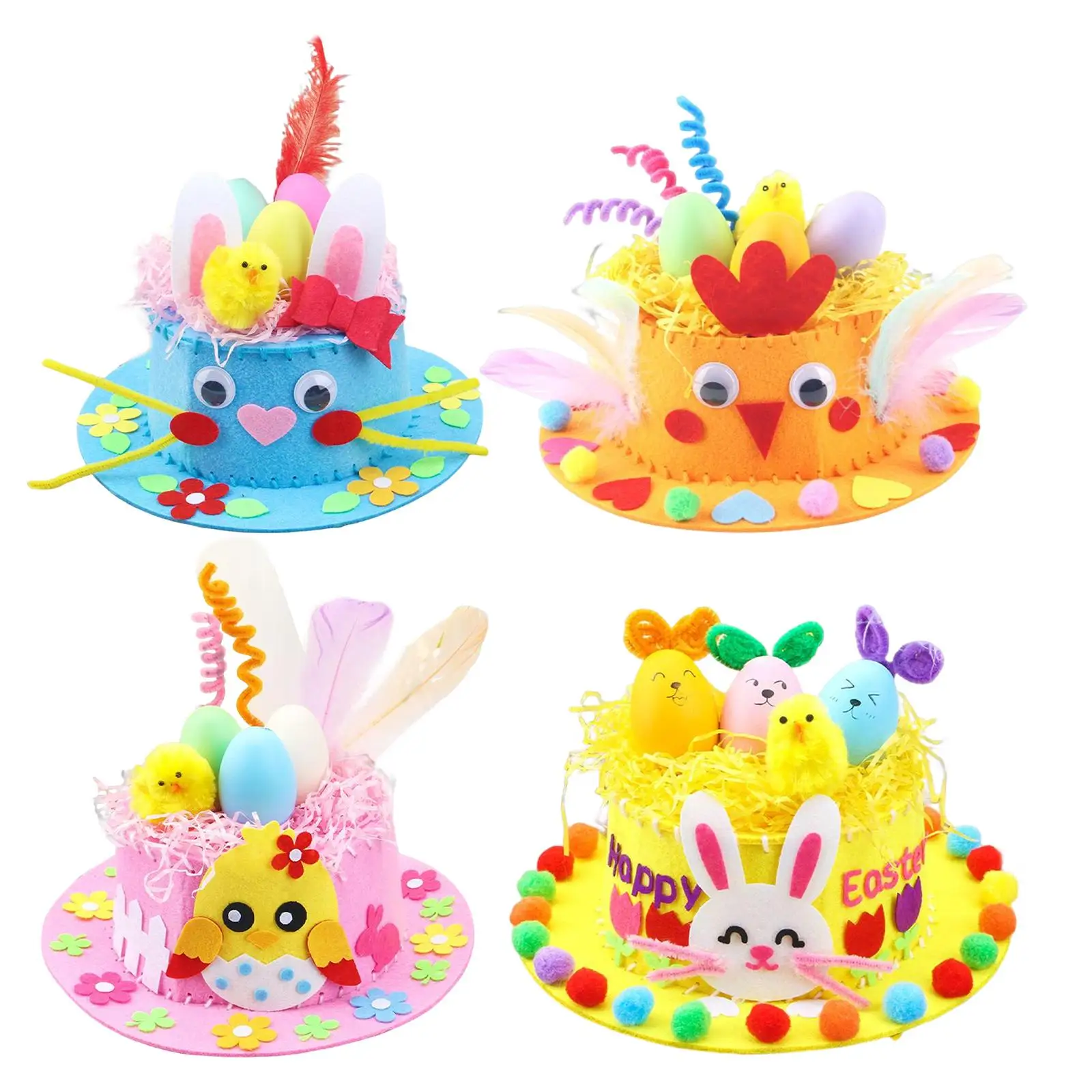 

Children DIY Easter Hat Set Decorations Crafts for kids Projects Easily Decorate and Assemble , to Make Your Own Easter Bonnet