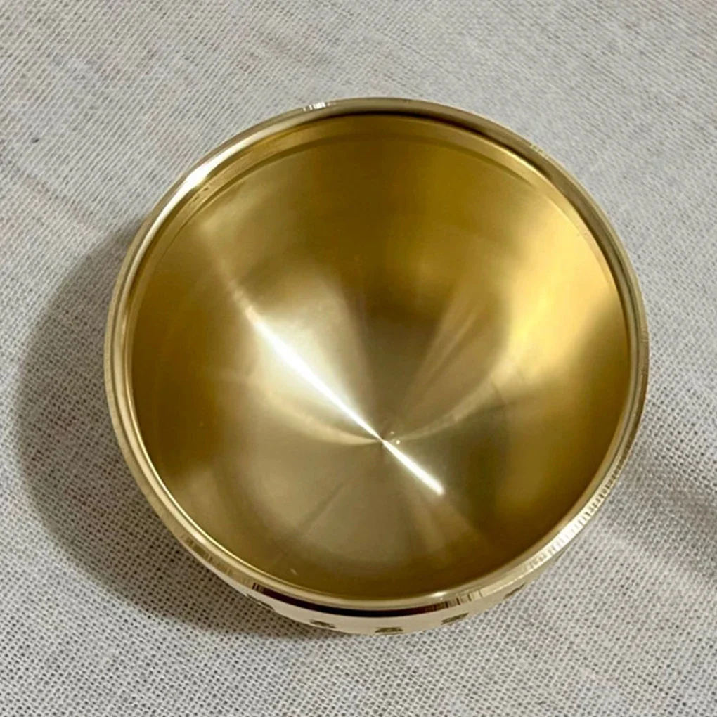 Exquisite Gold Feng Shui Hundred Blessings Bowl Copper Mini Ornament Auspicious Gift for Home Office Temple Decoration 4.5CM/6CM