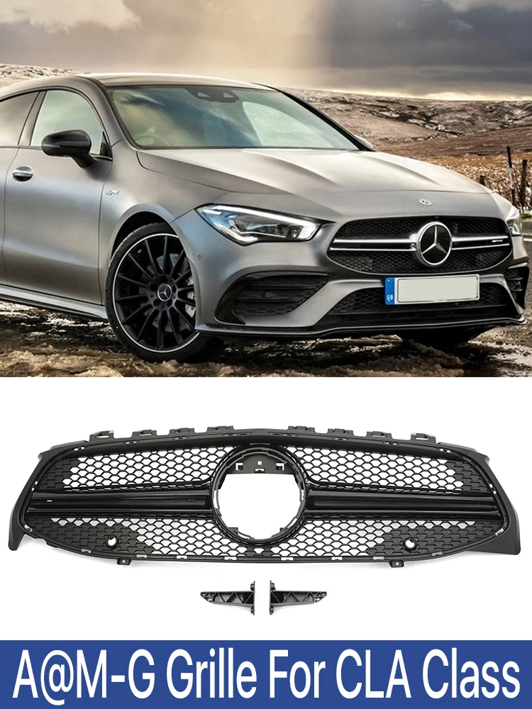 

Front Bumper Radiator Diamond Grille For Benz CLA W118 CLA180 CLA200 CLA250 CLA260 CLA45 Black Silve 2019 2020 2021 2022