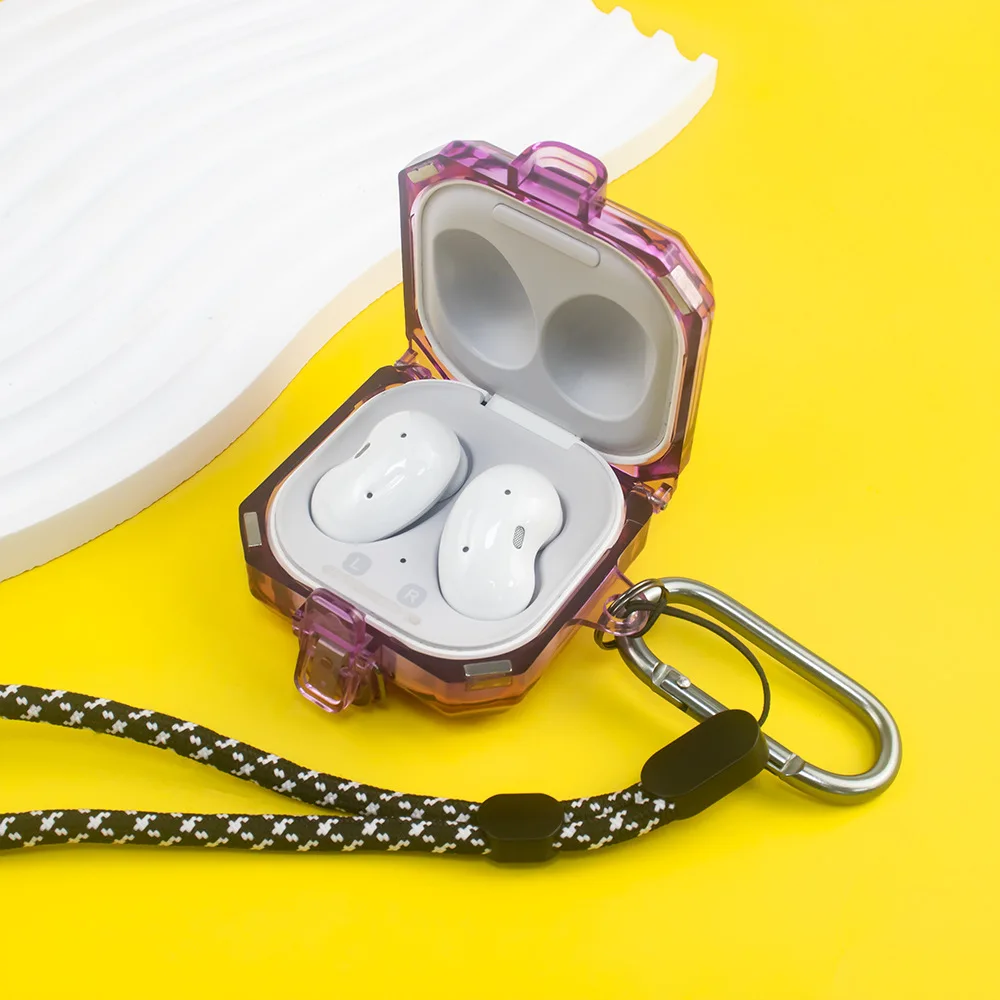 

For Samsung Galaxy Buds Live/pro/2 Bluetooth-Compatible Headset Protective Case Transparent Protective Storage Box with Lanyard