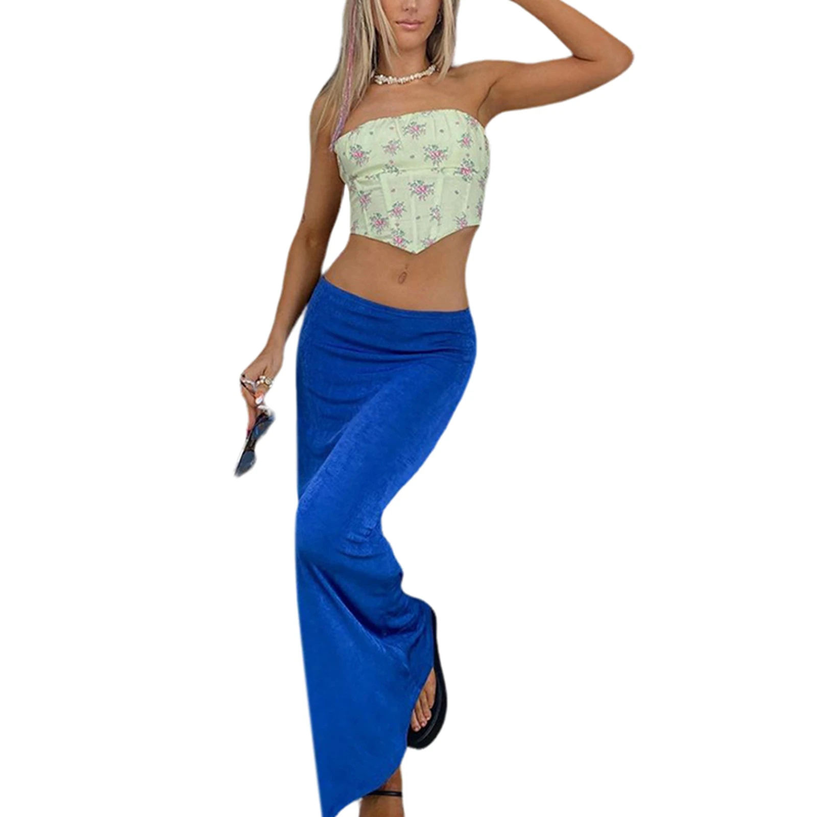 2023 New Women\'s Basic Half Length Tight Long Skirt Mid Waist Solid Color Beauty Midi Skirt Streetwear
