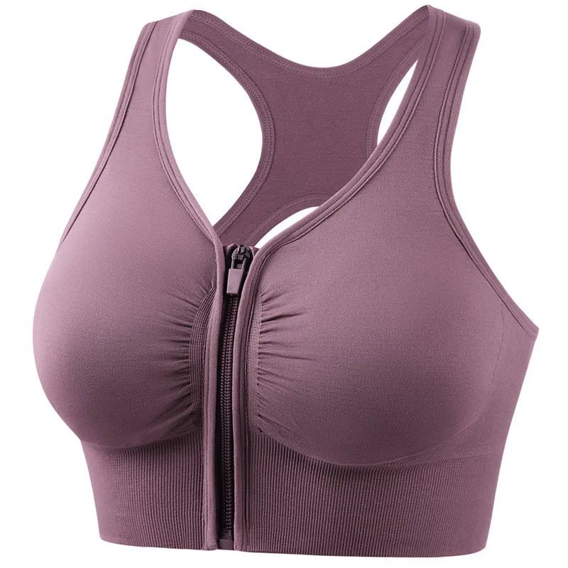 Hollow Front Zipper Push Up Bra Wireless Sports Bras For Women Shock-proof Running Vest Underwear Lingerie