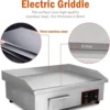 Electric Countertop Griddle Stainless Steel BBQ Flat Top Grill Hot Plate, Adjustable Thermostatic Control 122°F-572°F, Stainless 6