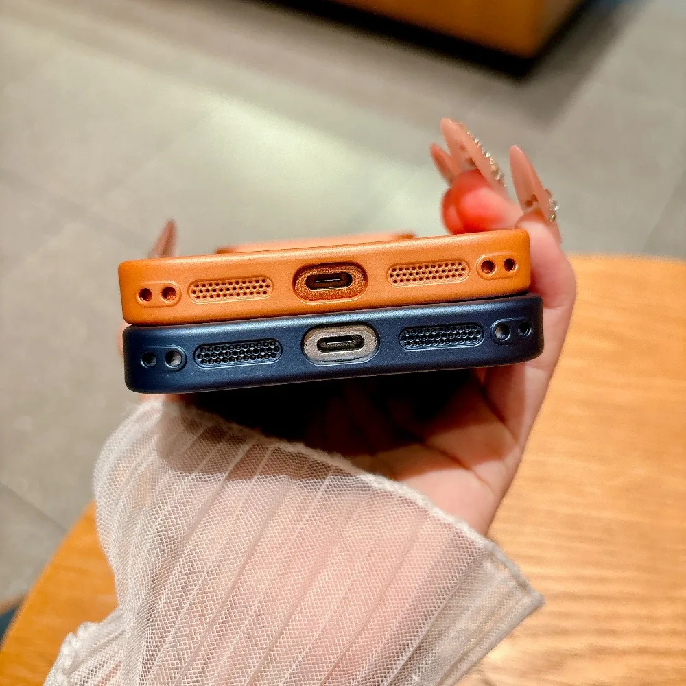 Leather Texture Magnetic Phone Case with Raised Lens Protection and Shockproof Design