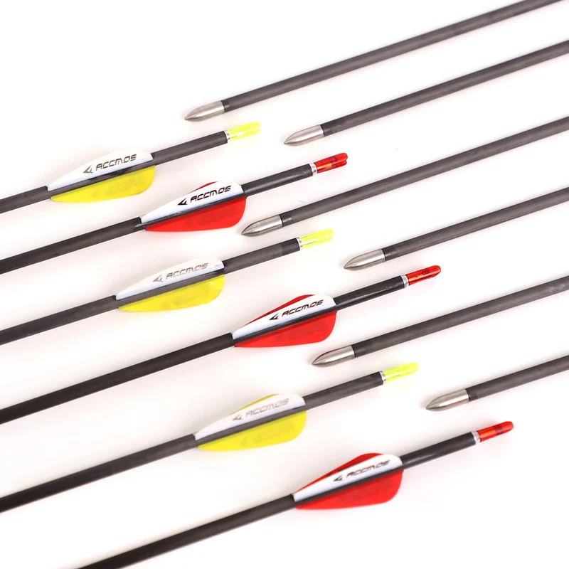 12pcs ID 4.2mm Pure Carbon Arrow Spine 300 350 400 500 600 700 800 900 1000 for Archery Recurve Bow or Compound Bow Shooting