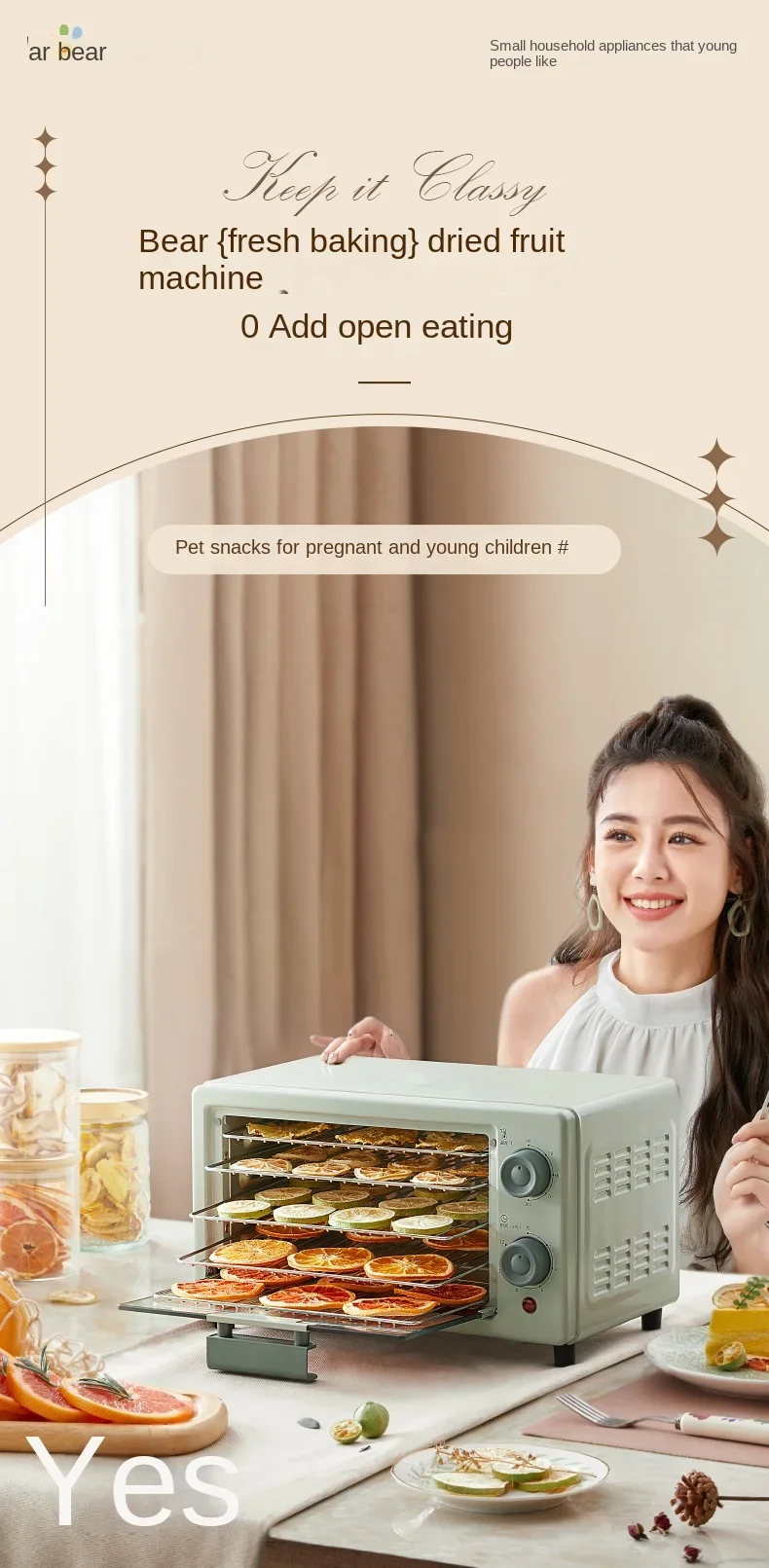 220V Bear Multi-Functional Dehydrator for Drying Fruits, Vegetables and Meat Snacks at Home