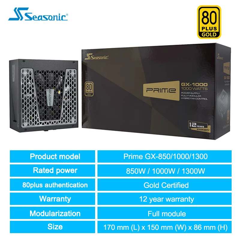 

Seasonic Prime GX850 GX1000 GX1300W Computer Power Supply PC Desktop Prime GX Gold Medal Full Mode ATX AMD Intel CPU Motherboard