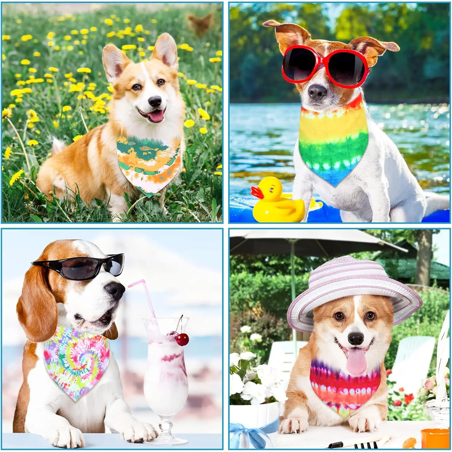 50 Pcs Tie Dye Dog Bandanas Bulk Spring Summer for Pet Grooming Salon Triangle Washable Dog Bib Kerchief for Small Medium Large 3