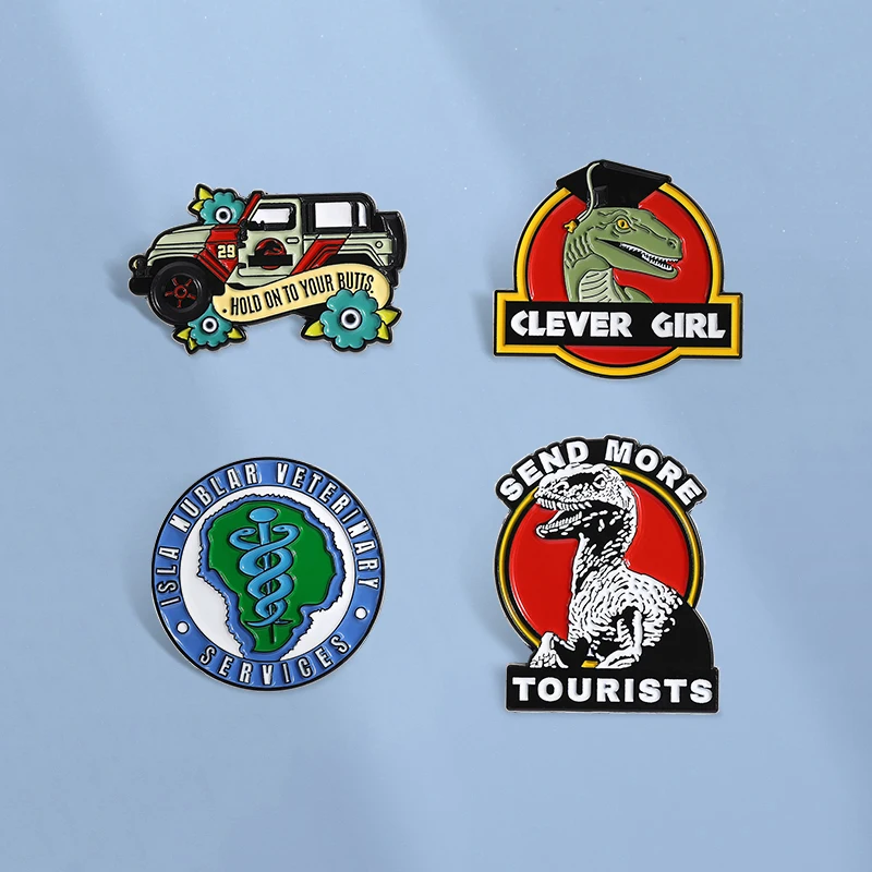 Sci-Fi Dinosaurier Theme Park Emaille Pin Isla Nublar Veterinärdienstleistungen Medizinische Symbole Broschen Revers Abzeichen Schmuck Geschenke – Detail 10