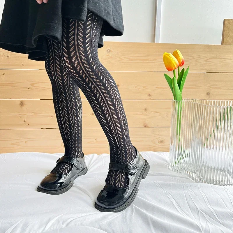 Cute Vintage Korean White Fishnet Lolita Tights Pantyhose Summer Mesh Thin Cotton Netting Stocking Children Baby Girls Kids kids pantyhose ballet tights fishnet stockings toddler tights