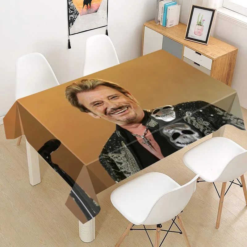 Johnny Hallyday Tablecloth Oxford Fabric Rectangular Dust-proof Table Cover For Party Home Decor TV Covers 4