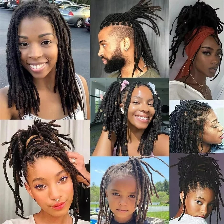 100% Handmade Loc Extension Human Hair Handmade 50 Strands 6-20inch Human Hair Inter Loc Dreadlock Extension for Men Women Kids 6