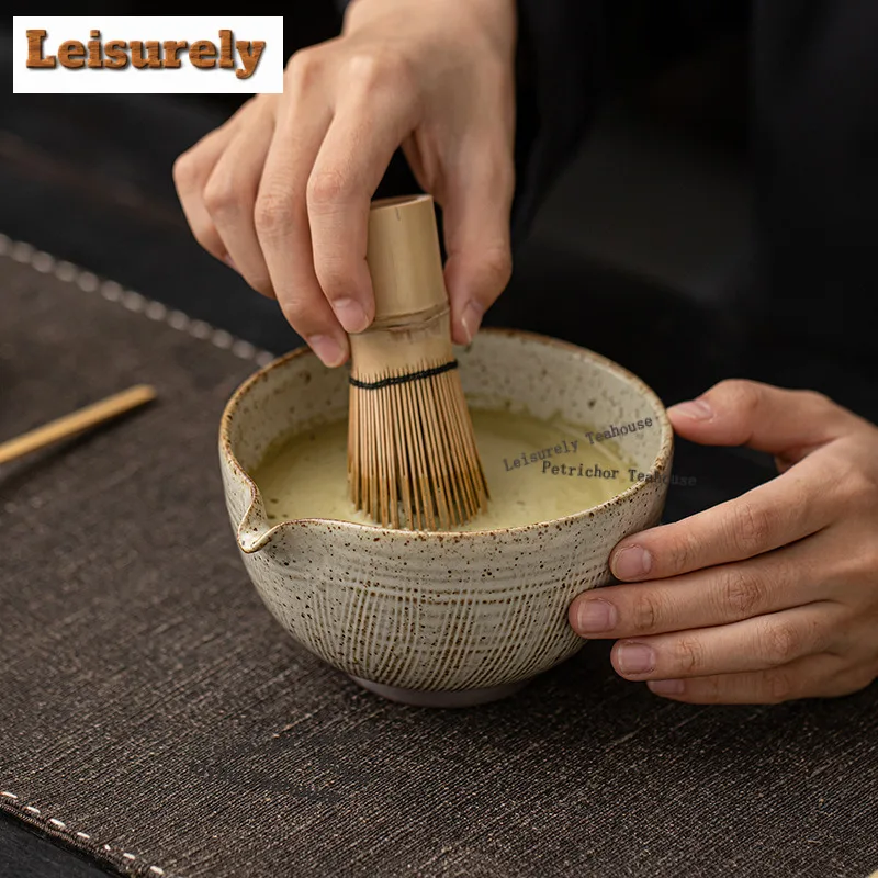 Tao Ye Matcha Set Eight-piece Coarse Pottery Kiln-change Ceramic Tea Bowl Hundred Book Stand Whisk Imitation Song Drinkware Gift