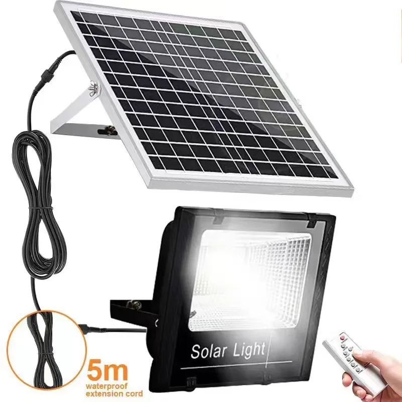 100W Led Solar Light High Bright Flood Light Faretto Da Esterno Impermeabile Lampada Da Parete Da Giardino Lampadina Solare Con Telecomando